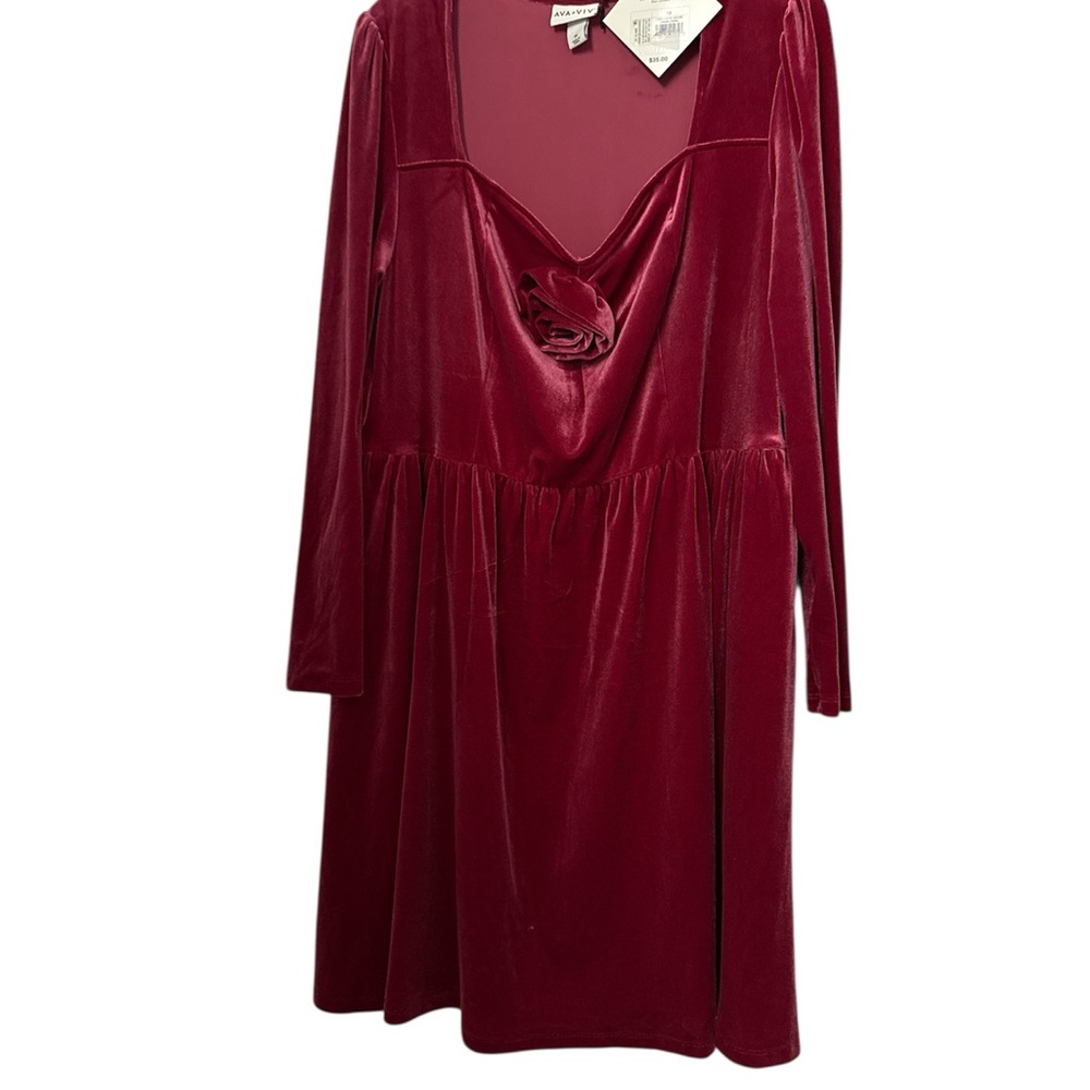 MAKE OFFER Elegant Velvet Long Sleeve Cherry Splash Plus Size Dress 1X - Picture 4 of 15